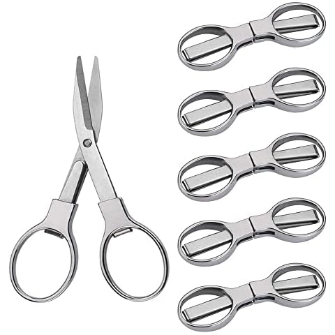 6 Pcs Folding Scissors, PIVHWIR Portable Telescopic Scissors Safety Travel Trip Scissors for Home Camping Office Cover