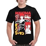 the Fan Tee Camiseta de Adulto de Hombre Dibujos Animados Chainsaw Man Anime Gore Denji, Sangre, Dientes de Acero, Pochita, Makima, AKI Hayakawa 009 S