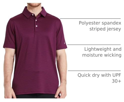 Image of Men's Golf Polo Shirts Short Sleeve Striped Performance Moisture Wicking Dry Fit Golf Shirts for Men