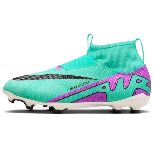 Nike Jr. Mercurial Superfly 9 Pro Little/Big Kids' Firm-Ground High-Top Soccer Cleats (DJ5606-300, Hyper Turquoise/Black/White/Fuchsia Dream) Size 6