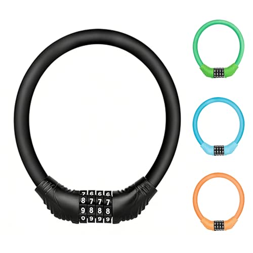 自転車 鍵 自転車ロック カギ ロードバイク 鍵 ワイヤー錠 4桁ダイヤル式 ダイヤル式鍵 持ち運び便利 盗難防止 ブラック