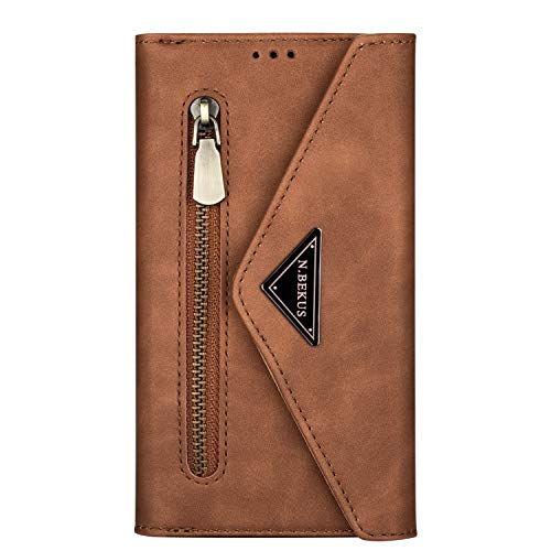 NEINEI Coque pour Samsung Galaxy S22 Ultra 5G,Housse Étui en Cuir avec [Carte Fente][Magnétique][Sac à Dos Sangle],Femme Mode PU Antichoc Portefeuille Phone Case Cover,Marron