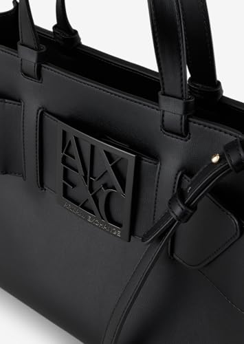 Image of Armani Exchange Women's Buckle Front Large structured Tote, Black, One size