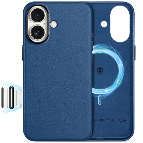 Image of SHIELDON Genuine Leather Case for iPhone 17 6.3 inch 2025, Royal Blue