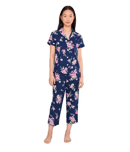 Opiniones de Ralph Lauren Woman comprados en linea. 47 Lauren Ralph Lauren - Conjunto de Pijama Tela de Manga Corta con Cuello de Muesca para Mujer, Floral Azul Marino., X-Large
