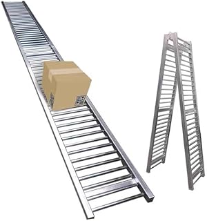 YJEUZCD Light-Duty Gravity Conveyor, Unpowered Roller Conveyor Slides, 2.5cm Diameter Galvanized Steel Rollers Frame, Warehouses Delivery Unloading Roller Line Unloading Pulley ( Color : Silver-(W)35c