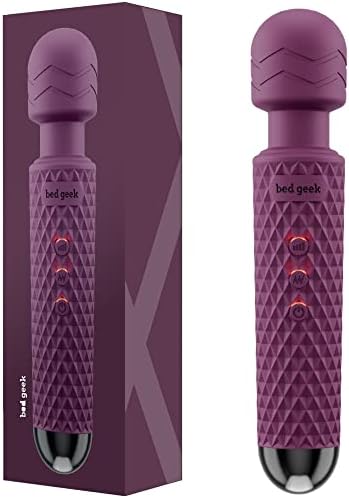 Handheld Cordless Personal Wand Massager bed geek with Memory Feature Waterproof USB Rechargeable Massage 20 Vibration Patterns 8 Speeds Skin Soft Silicone
