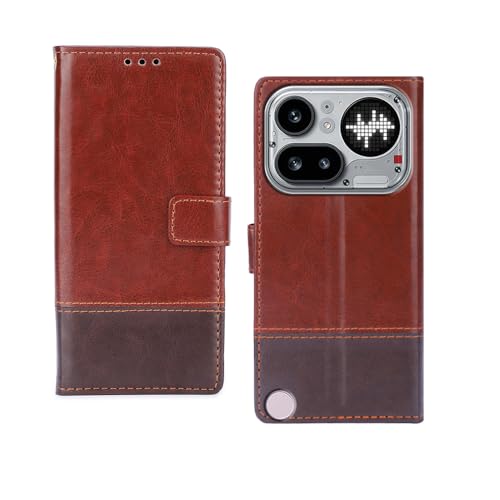 Image of amazon basics Nothing Phone 4A Pro 5G Flip Cover | Card Pockets Wallet & Stand | Flip Cover for Nothing Phone 4A Pro 5G (Tan and Coffee)