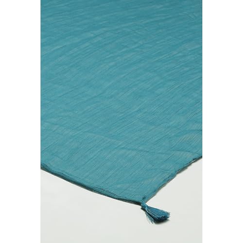 Image of Rangriti Women Cobalt Blue Cotton Blend Woven Dupatta Free Size