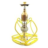 Juego Narguile Lujo 30' con Todo 4 Mangueras Narguile con Luz LED Grande Cuenco Cerámica con Forma Botella Vino Cenicero Mejor Experiencia Fumar Shisha para Discoteca Casa Bar,Amarillo