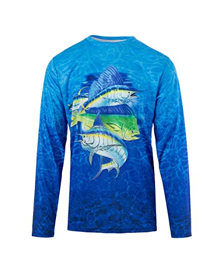 Boys 2T-18 Blue Marlin Water Sport Fishing UPF Performance Shirt