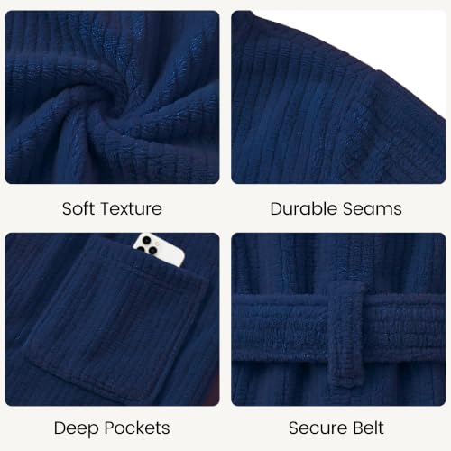 Image of PJGGZ Men's Shawl Collar Bathrobe, Soft Long Towel Robe for Men - Super Absorbent Quick Dry yet Warm
