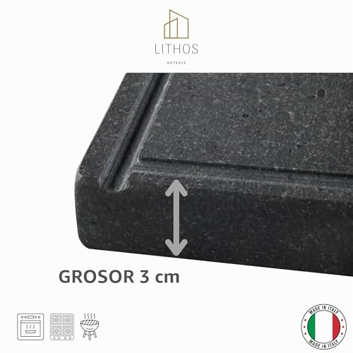 Miniatura 3 de Placa De Piedra Volcánica Ollar Refractaria De Etna Para Horno Eléctrico Gas, Barbacoa, Parrilla Para Pizza Y Carne Medidas A Elegir 40 X 35 Cm3