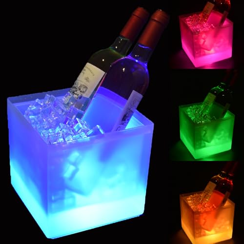 Cubo De Hielo Led De 3,5 Litros, Colorido Con Cambio Automático, Para Fiestas, Casas, Bares, Clubes, Restaurantes Temáticos, Ideal Para Congelar Vino Tinto, Cerveza