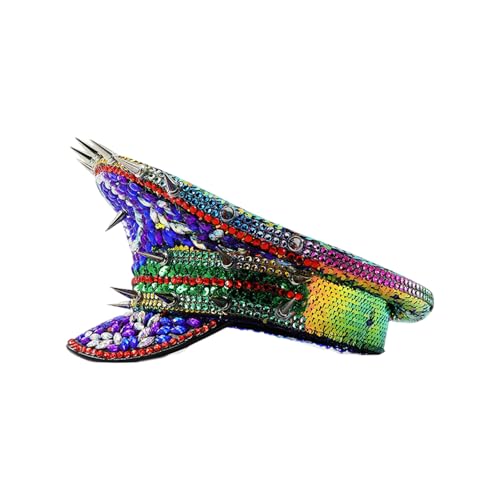 Chapeau marin avec rivet clouté et strass brillants style festival