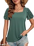 VahRuta Plus Size Spring Clothes for Women Casual Petal Short Tops Dressy Blusas De Mujer De Moda En Green XL