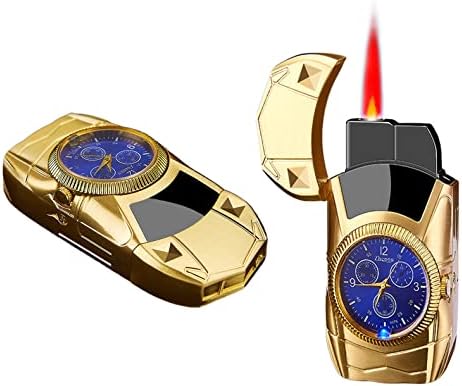 Zetilyn Torch Lighter, Car Shape Cool Novelty Lighter, Red Flame Refillable Butane Lighter Adjustable Flame with Clock Dial for Camping Grill Fireplace Candle Man Birthday Gifts (Fuel Not Included)
