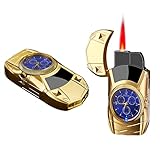 Zetilyn Torch Lighter, Car Shape Cool Novelty Lighter, Red Flame Refillable Butane Lighter Adjustable Flame with Clock Dial for Camping Grill Fireplace Candle Man Birthday Gifts (Fuel Not Included)