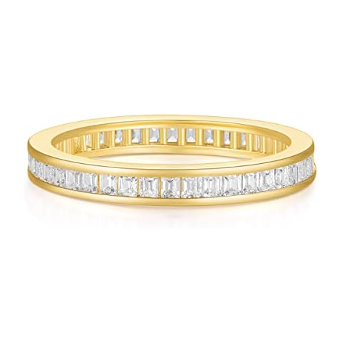 SHINYSO Wedding Band for Women Princess Cut Cubic Zirconia CZ Ring Eternity Band Engagement Stacking Promise Rings for Her Gold Size 6 Cover