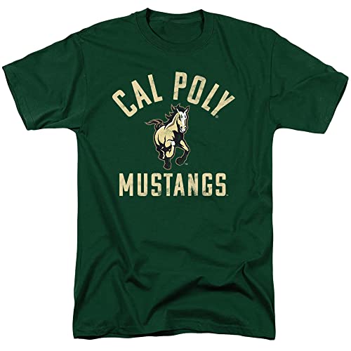 California Polytechnic State University Official Mustangs Logo Unisex Adult T Shirt,Hunter Green, X-Large