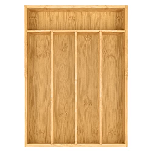 Silverware Organizer Drawer Organizer Utensil Organizer Silverware Tray For Drawer Bamboo Adjustable Utensil Drawer Organizer For Silverware, Flatware, Knives in Kitchen, Bedroom