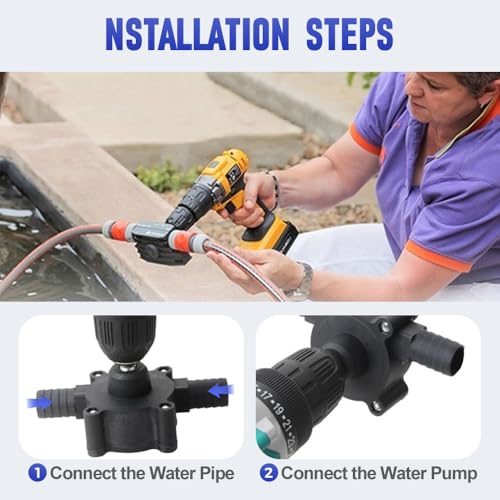 Drill Pump for Water Transfer, Self-Priming Electric Drill Powered Pump, Portable Hand Drill Water Pumps for Gasoline, Oil, Diesel, Aquarium, Garden – Heavy-Duty Transfer Pumps (1pc)