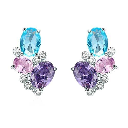 Boucles d'oreilles 925 de haute joaillerie avec éclats de zircons géométriques