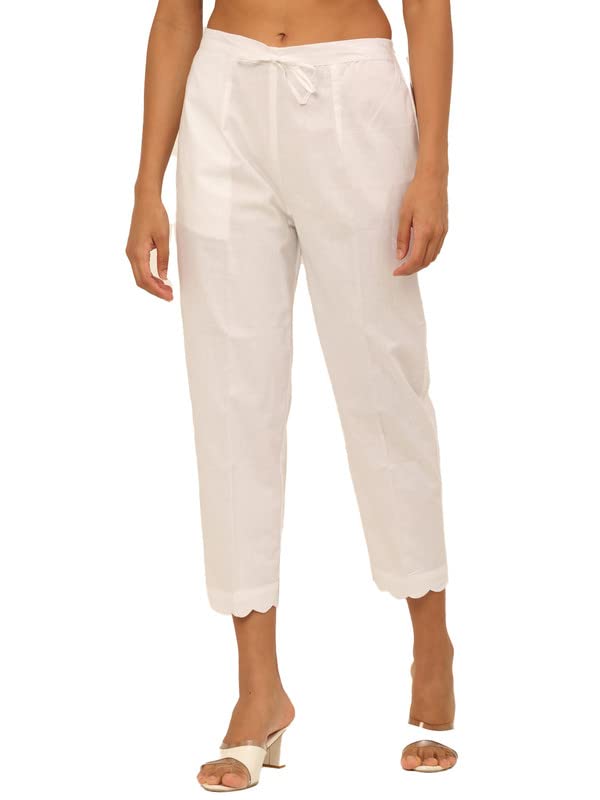Image of Laado - Pamper Yourself Cotton Solid Cutwork Knitted Palazzos for Women /Girls /Ladies | Elasticated Waistband | All Day Comfort