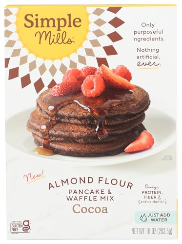 Image of Simple Mills Cocoa Pancake and Waffle Mix, Just add Water, Gluten Free, Paleo Friendly, Breakfast, 10 oz (1 pack)
