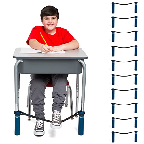 Image of Bouncyband Original Bouncy Bands for Student Desks -Desk Bands for 20 inch to 28 inch Wide Desk Legs with 1.5 inch Diameter Support Pipes - Silent Sensory Tool Increases Focus & Relieves Stress