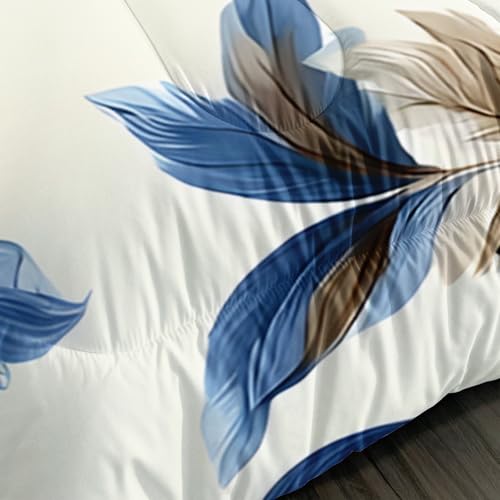 Image of AILONEN Blue and White Floral Comforter Full Size with 2 Pillowcases,Elegant Peony Bedding Set 3Pcs for Women Girls,Romantic Flowers Print Quilt Set for Home Decor