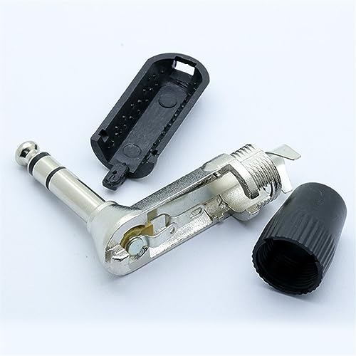 Conector 6.35 mm estéreo macho jack 1/4 de 3 polos y 90 grados para cable de soldadura 7