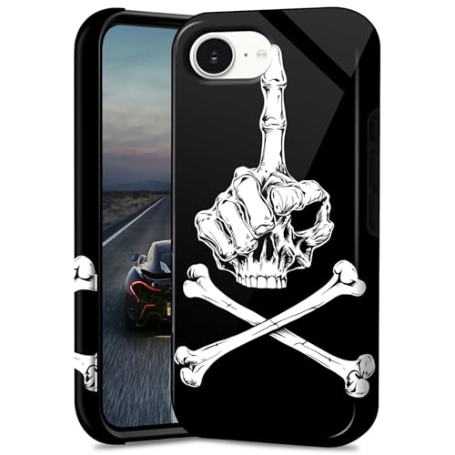 BEOTIWAD Middle Finger Skeleton Phone Case for iPhone 16E 6.1 Dual Layer Hybrid Hard PC & Silicone Protective Design Heavy Duty Shockproof Protective Cover for iPhone 16E 6.1