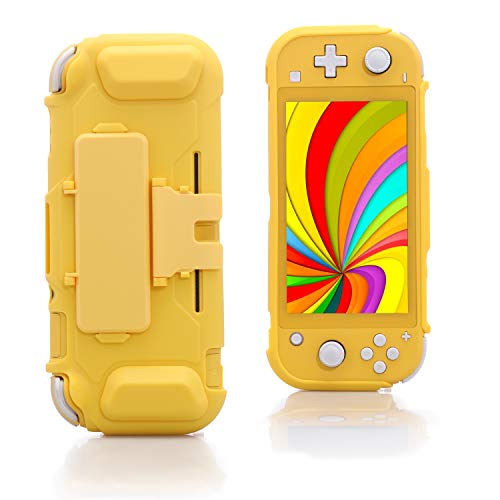 Funda de TPU para Nintendo Switch Lite con función atril y tarjetero, color amarillo