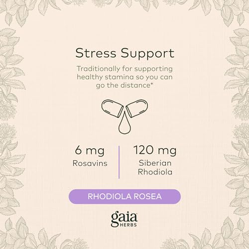 image for Gaia Herbs Rhodiola Rosea - Stress Support Supplement Traditionally fo