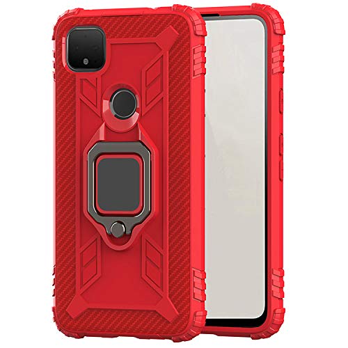 Pixel4a（5G ケース/カバー 耐衝撃 TPU カーボン調 かっこいい 片手持ちに便利なリング付き カバー 頑丈 ソフトケース/カバー グーグル ピクセル4a（5G 一体型スマホリング付き おしゃれ スマートフォンケース/カバー