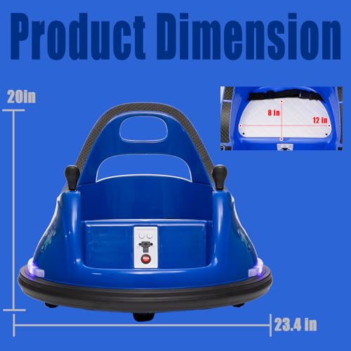 Image of Electric Kids Car Ride On Bumpin Bumper Car for Boys and Girls, 12V Electric Bumper Car Toy Gifts W /Parent Remote Control, 360 Spin, Music and Bright LED Lights, Dark Blue