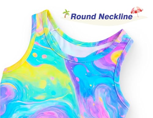 Image of Girls Swimsuits Two Piece Tankini Multicolor Bathing Suits with Boyshort Summer Beach Swimwear Set
