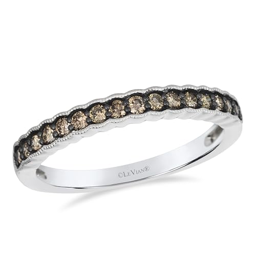 LE VIAN 1/3 Carat Chocolate Diamond Ring for Women | 14k White Gold Shared Prong Statement Ring for Her Elegant and Vintage (Brown, 0.29 cttw) Promise Wedding Anniversary Slim Band Size 5 to 8.5