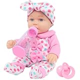 UNICORN ELEMENT 12 Inch Baby Dolls with Clothes Accessories Playset, 7 Set 12 Inch Baby Doll Bottle Pacifier Pretend Game for 3+ Years Old Girls Gifts in Box