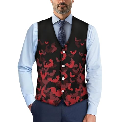 Halloween Vest for Men Lightweight Men's Halloween Suit Vest for Party Evening Slim Fit Waistcoat With Back Strap