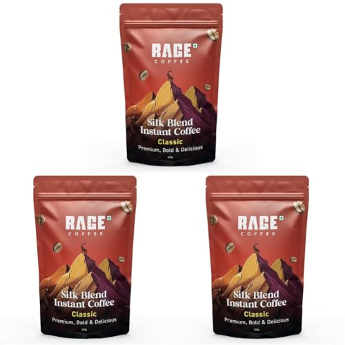 Image of Rage Coffee Premium Silk Blend Classic - 200 Gm | Enhance Fitness, Energy, and Focus | Hot and Cold Coffee (Pack of 3)