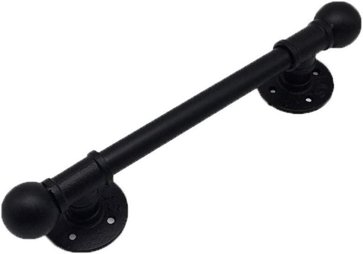 Creative Steampunk Industrial Sliding Barn Doors Handle with Ball End,Black Iron Water Pipe Pull Handles Handrail Grab Bar Rustic Metal Pull Handles Gate Handles Hardware Set Cabinet Hardware