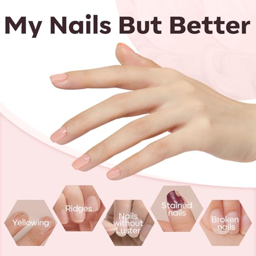 Image of modelones Gel Polish Builder Nail Set, Base Colors Nude Hard Strengthener Rubber Gel Polish 8-in-One Extension LED Nail Lamp Cured 6 Colors