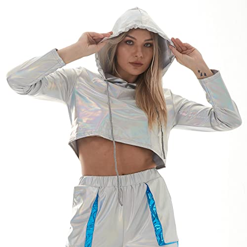 Pull à capuche métallique grand confort pour briller en discothèque - 4