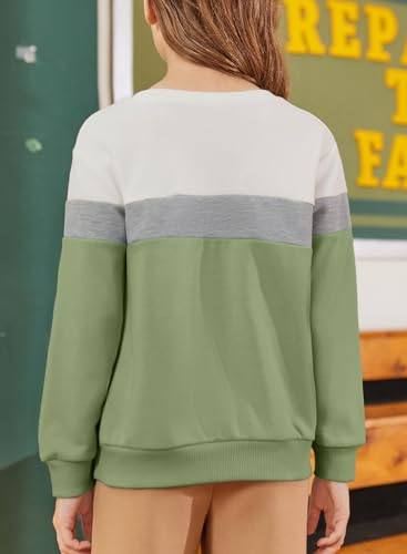 blibean Girls 2025 Long Sleeve Sweatshirt Tween Fall Patchwork Shirts Tops Size 6-15 Years3