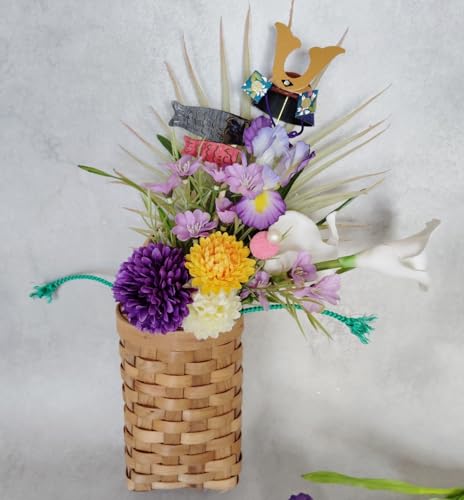 アーティフィシャルフラワー「端午の節句 壁掛け式 かご付きアレンジメント」(036_5021)