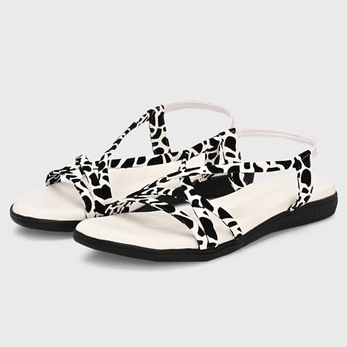 Image of Centrino Women's Sandals | Trendy Stylish Slip-On Open Toe Sandals for Ladies | Animal Print Cross Strap Comfortable Casual Flip-Flop Sandals | Lightweight and Durable Fashion Footwear(9328)