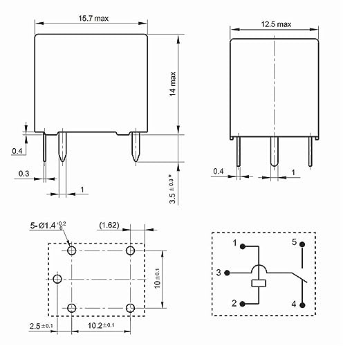 Relé TRKM S-Z L5VDC de 5 pines para automoción y control de circuitos de baja tensión 2
