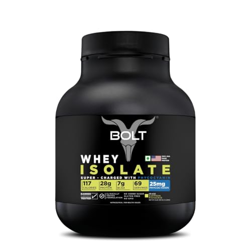 Image of Bolt 100% Whey Isolate Powder | 28g Protein Per Scoop, 7G BCAA | Irani Saffron Pistachio | 69 Servings | 5lb,2.268kg | Muscle Recovery | Lean Muscle Support | Fast Absorption | Gluten-Free | Easy to Digest